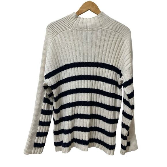 Abercrombie & Fitch Womens Stripe Chunky Knit Sweater Size L Nautical Preppy - Picture 2 of 8